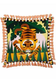 La DoubleJ tiger-print velvet cushion - Rosso