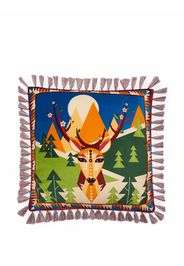 La DoubleJ deer-print velvet cushion - Rosso