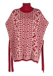 La DoubleJ high-neck merino poncho - Rosso