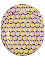 La DoubleJ set of two geometric-print dessert plate - Giallo