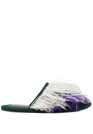 La DoubleJ feather-detail slippers - Verde