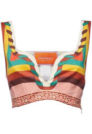 La DoubleJ Top crop con design color-block - Bianco