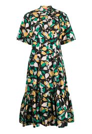 La DoubleJ orchard-print shirt midi dress - Nero