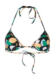 La DoubleJ Orchard-print triangle bikini top - Nero