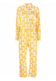 La DoubleJ Aviator pineapple-print cotton jumpsuit - Giallo