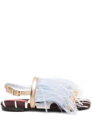 La DoubleJ Medal feather-trim sandals - Blu