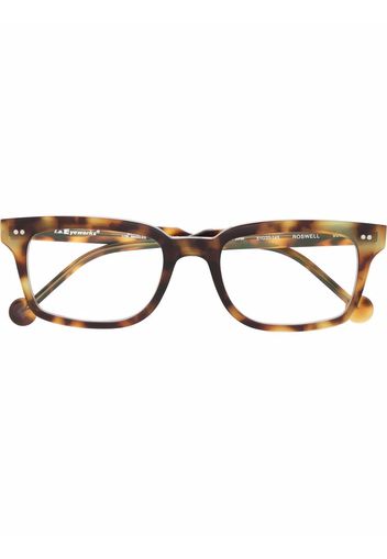 L.A. EYEWORKS tortoiseshell square-frame glasses - Marrone