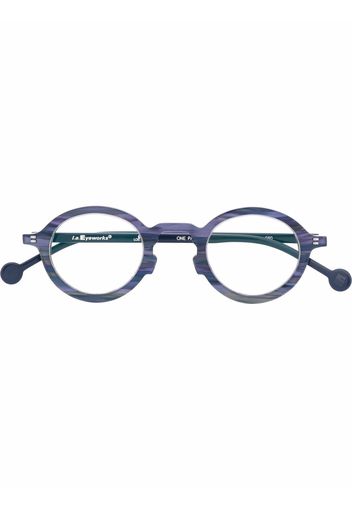 L.A. EYEWORKS abstract-print round-frame glasses - Viola