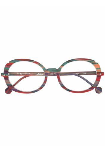 L.A. EYEWORKS stripe-print round-frame glasses - Rosso