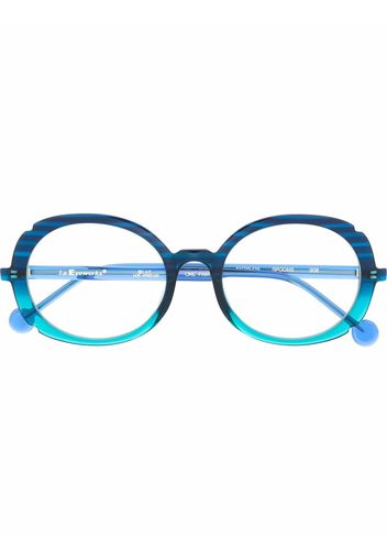 L.A. EYEWORKS stripe-print round-frame glasses - Blu