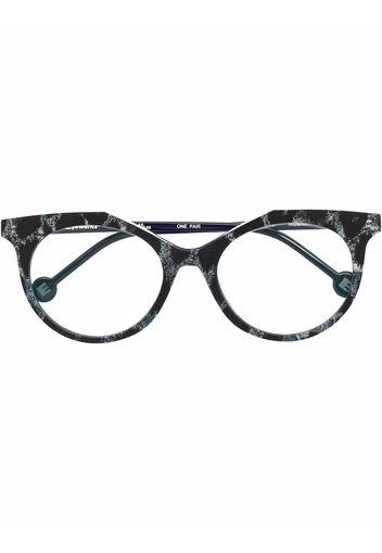 L.A. EYEWORKS two-tone round-frame glasses - Nero