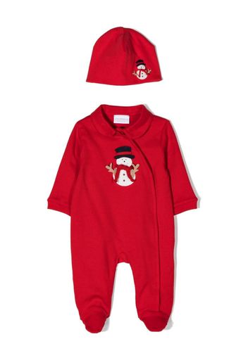 La Perla Kids snowman-patch babygrow set - Rosso