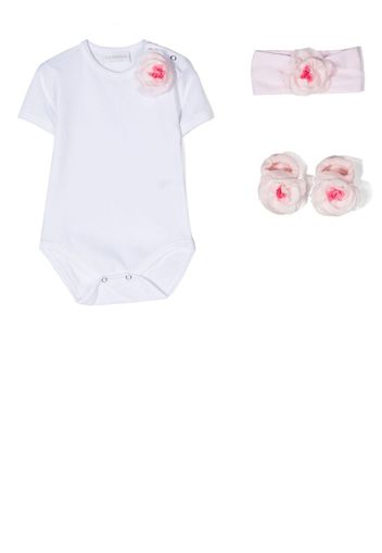 La Perla Kids floral-detail bodysuit set - Bianco