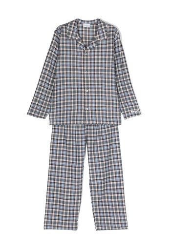 La Perla Kids check-print long-sleeve pyjamas - Blu