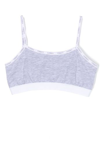 La Perla Kids logo-print bra - Grigio