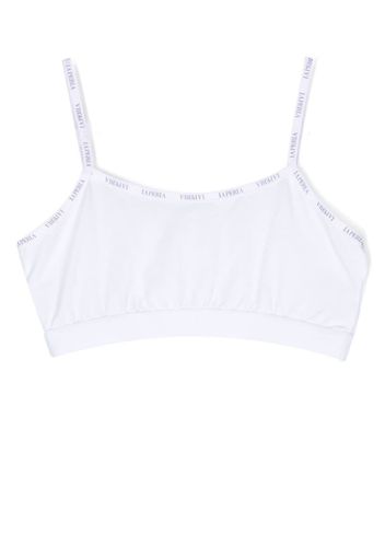 La Perla Kids logo-print bralette - Bianco