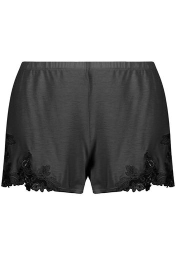 floral-embroidered sleep shorts