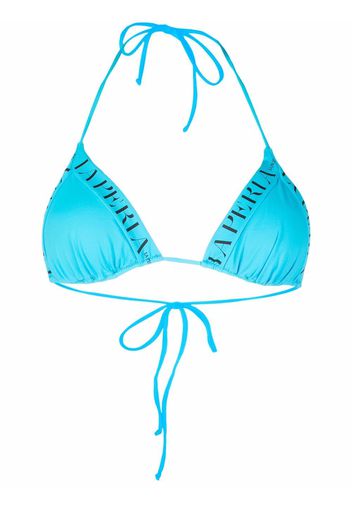 La Perla logo-print triangle bikini top - Blu