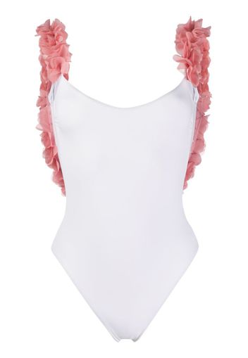 backless ruffled-trim swimsuit