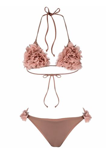 La Reveche Set bikini Shayna a fiori - Toni neutri