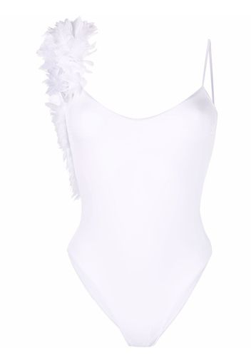 La Reveche floral-appliqué swimsuit - Bianco