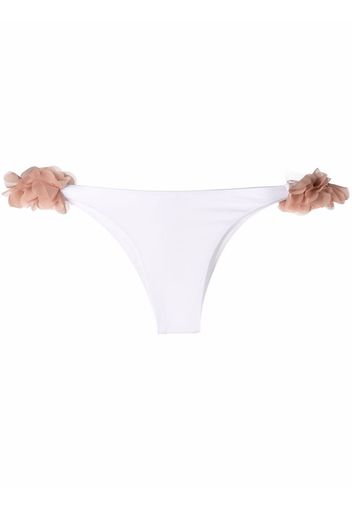 La Reveche Jamila floral appliqué bikini bottoms - Bianco