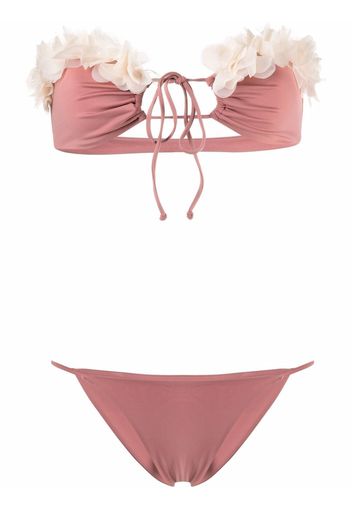 La Reveche Rasha floral-appliqué bikini - Rosa