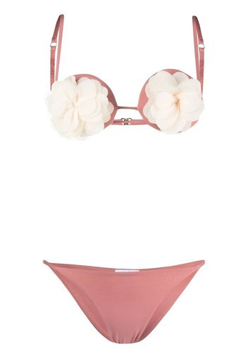 La Reveche Bikini con applicazione a fiori - Rosa