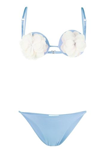 La Reveche Bikini Amal con applicazione a fiori - Blu