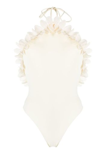 La Reveche ruffle-trim detail swimsuit - Toni neutri