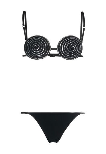 La Reveche Akira crystal-embellished bikini set - Nero