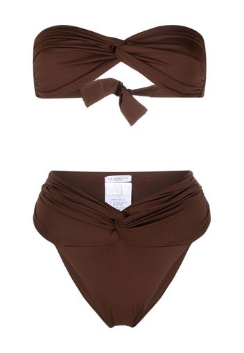 La Reveche twist-detail bikini set - Marrone