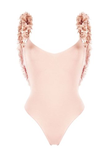 La Reveche floral-appliqué swimsuit - Rosa