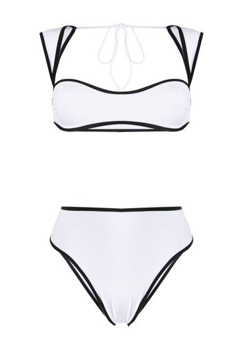 La Reveche piped-trim bandeau bikini - Bianco