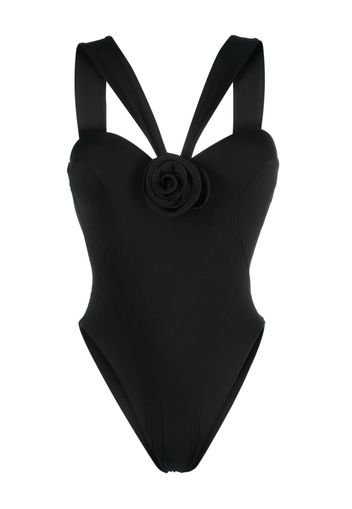 La Reveche Sahar floral-appliqué swimsuit - Nero