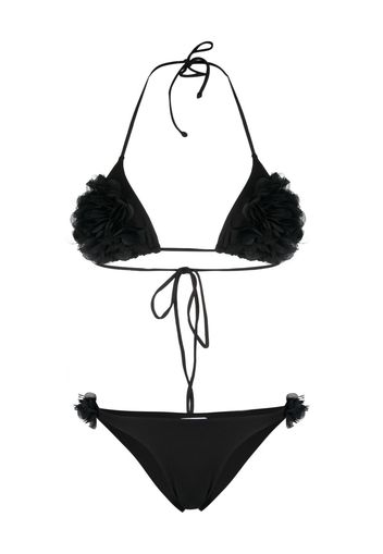 La Reveche Shayna floral-appliqué bikini - Nero