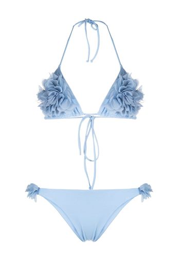 La Reveche Shayna floral-appliqué bikini - Blu