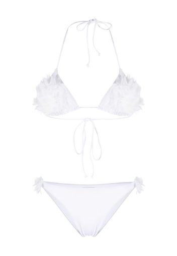 La Reveche Shayna floral-appliqué bikini - Bianco