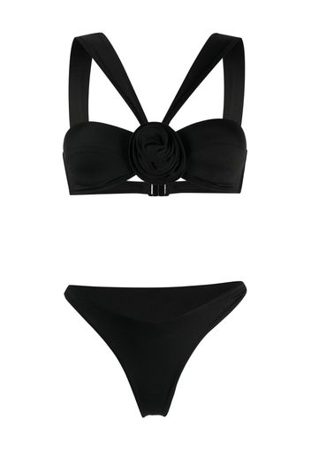 La Reveche flower-detail bikini set - Nero