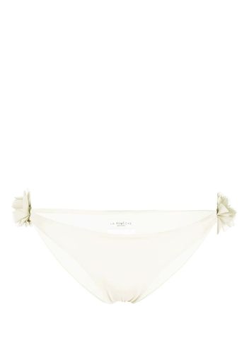 La Reveche Shayna floral-appliqué bikini bottoms - Bianco