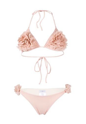 La Reveche Shayna floral-appliqué bikini set - Rosa