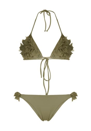 La Reveche Shayna floral-appliqué bikini set - Verde