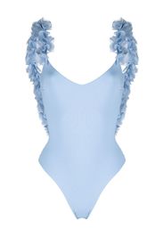 La Reveche floral-appliqué swimsuit - Blu