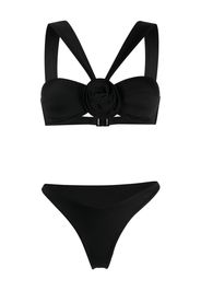 La Reveche flower-detail bikini set - Nero