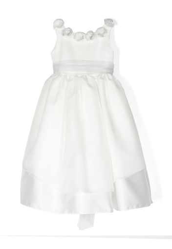 La Stupenderia floral appliqué silk satin dress - Bianco