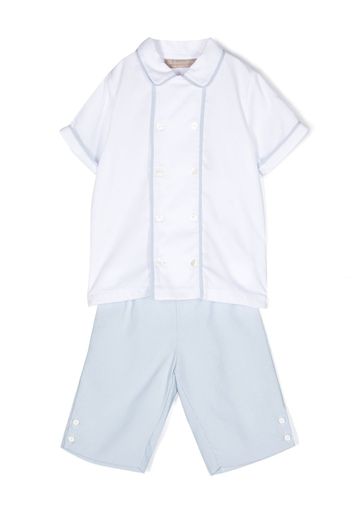 La Stupenderia seersucker cotton short set - Bianco