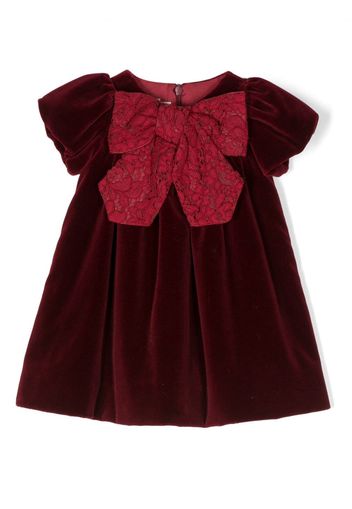 La Stupenderia bow-detail velvet dress - Rosso