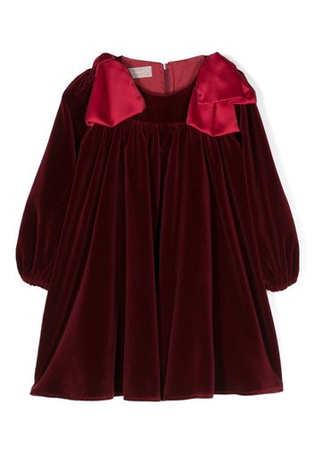 La Stupenderia bow-detail velvet-dress dress - Rosso