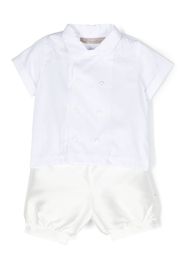 La Stupenderia buttoned-cuffs cotton-linen shorts - Bianco