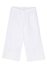 La Stupenderia lace-appliqué linen trousers - Bianco